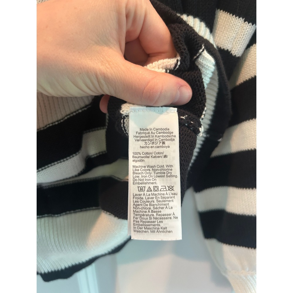 J.Crew Heritage Half-Zip Sweater Striped Pearl Pull White Navy Size M - Picture 6 of 6